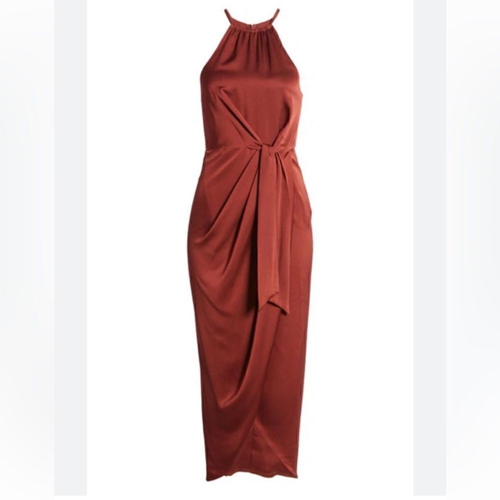 Shona Joy HalterSatin Midi Cocktail Dress| Size 12